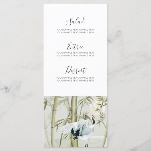 Waterverf Bamboo Japanse kraan Menu (Achterkant)