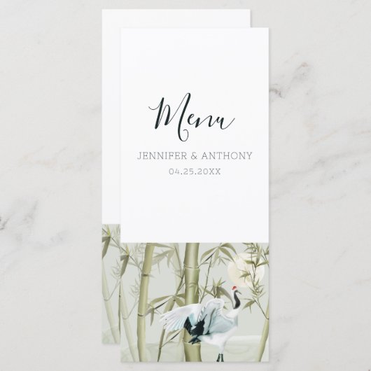 Waterverf Bamboo Japanse kraan Menu (Voorkant / Achterkant)