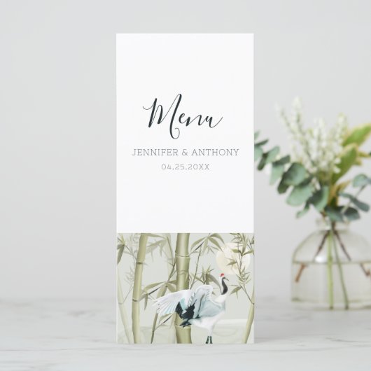 Waterverf Bamboo Japanse kraan Menu (Staand voorkant)