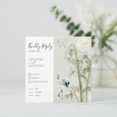 Waterverf Bamboo Moon en Crane Bird (Staand voorkant)