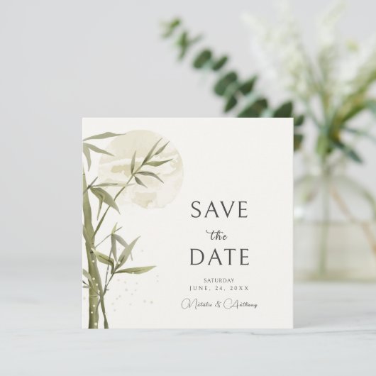Waterverf Bamboo Save The Date (Staand voorkant)