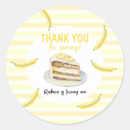 Waterverf Banaan Cake Verjaardag Bedankt Ronde Sticker