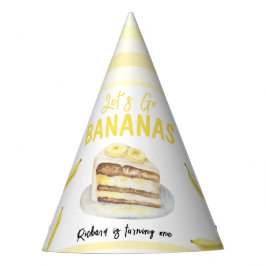 Waterverf Banaan Cake Verjaardagsfeestje Feesthoedjes