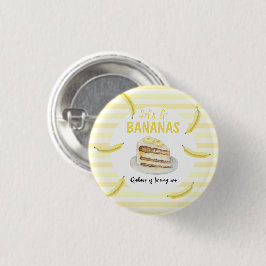 Waterverf Banaan Cake Verjaardagsfeestje Ronde Button 3,2 Cm