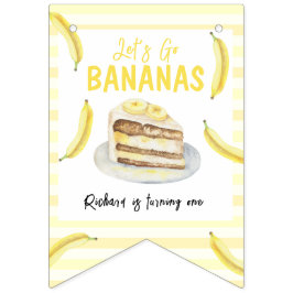 Waterverf Banaan Cake Verjaardagsfeestje Vlaggetjes
