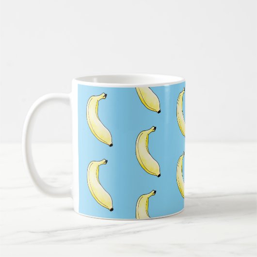 waterverf banaan koffiemok (Links)