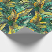 Waterverf Banana Leaves Wrapping Paper Roll Cadeaupapier (Hoek)