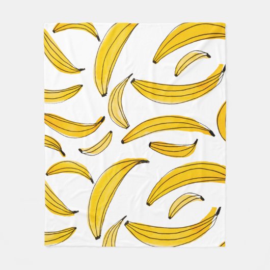 Waterverf bananen - geel fleece deken (Voorkant)