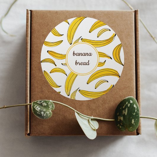Waterverf bananen - geel ronde sticker