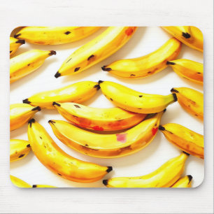 Waterverf Bananen in zachte tinten met wit Muismat