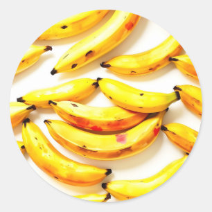Waterverf Bananen in zachte tinten met wit Ronde Sticker
