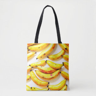 Waterverf Bananen in zachte tinten met wit Tote Bag