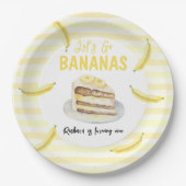 Waterverf bananencake verjaardagsfeestje papieren bordje (Voorkant)
