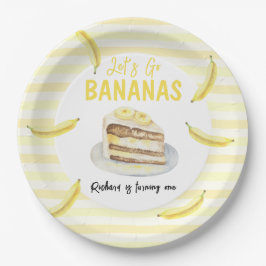 Waterverf bananencake verjaardagsfeestje papieren bordje