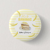 Waterverf bananencake verjaardagsfeestje ronde button 3,2 cm (Voorkant)
