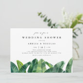 Waterverf Bananenpalmbladeren Trouwdouche Kaart (Staand voorkant)