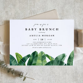 Waterverf Bananenpalmbladeren Zomer Baby Brunch Kaart