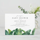Waterverf Bananenpalmbladeren Zomer Baby shower Kaart (Staand voorkant)