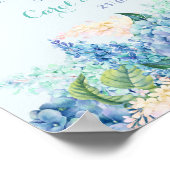 Waterverf Bandje blauwe hydrangeas voor weddenscha Poster (Hoek)