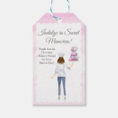 Waterverf banketbakker met bruidstaart dank u cadeaulabel (Voorkant)