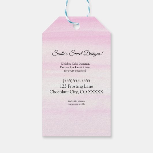 Waterverf banketbakker met bruidstaart dank u cadeaulabel (Achterkant)