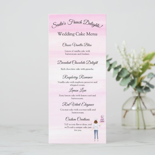 Waterverf banketbakker met bruidstaart LOGO Menu (Staand voorkant)