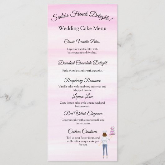 Waterverf banketbakker met bruidstaart LOGO Menu (Voorkant)