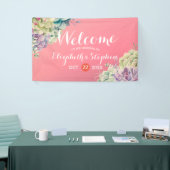 Waterverf Banner voor bruiloft Succulente Planten (Beurs)