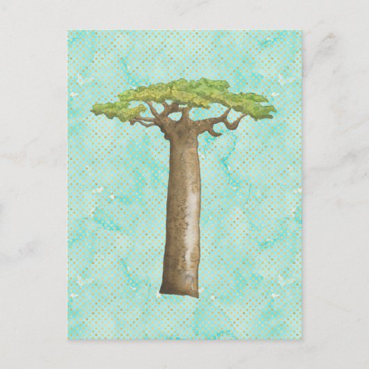 Waterverf Baobab Boom Briefkaart (Voorkant)