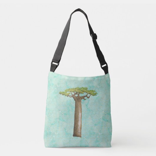 Waterverf Baobab-boom Crossbody Tas (Voorkant)