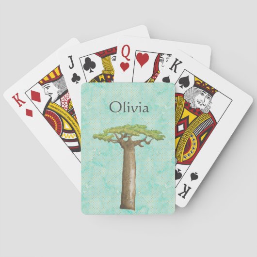Waterverf Baobab Boom Persoonlijk Pokerkaarten (Achterkant)