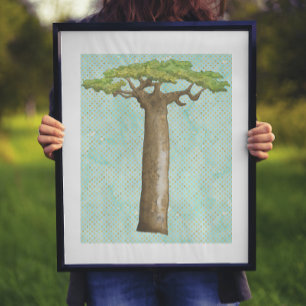 Waterverf Baobab-boom Poster