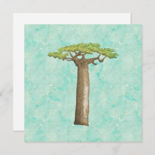 Waterverf Baobab Tree Flat Kaart (Voorkant / Achterkant)