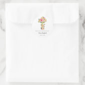 Waterverf Baptism Floral Cross Christening Ronde Sticker (Tas)