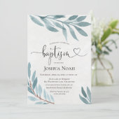 Waterverf Baptisme Botanische uitnodiging (Staand voorkant)