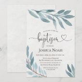 Waterverf Baptisme Botanische uitnodiging (Voorkant / Achterkant)