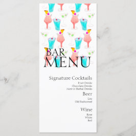 Waterverf Bar Drank Cocktail Wijn Bruiloft  Menu