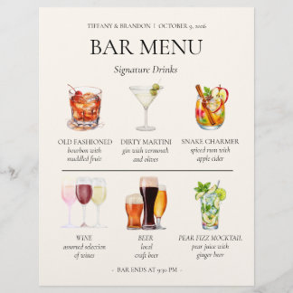 Waterverf Bar Menu Briefhoofd