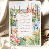 Waterverf Barcelona Destination Wedding Kaart