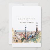 Waterverf Barcelona Park Guell Wedding Invitation Kaart (Achterkant)