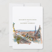 Waterverf Barcelona Park Guell Wedding Invitation Kaart (Achterkant)
