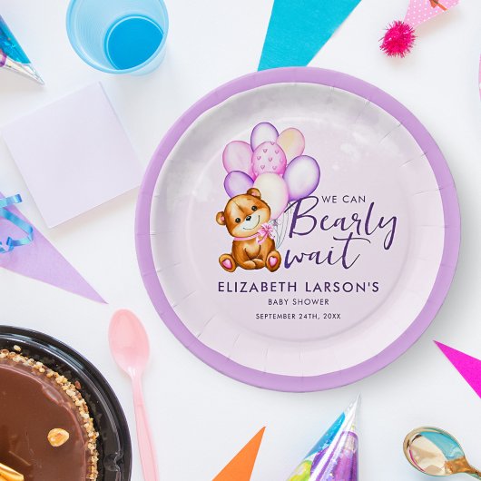 Waterverf Barly Wait Baby shower Papieren Bordje