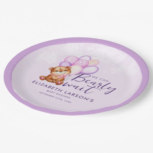 Waterverf Barly Wait Baby shower Papieren Bordje (Gekanteld)