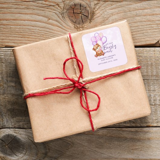 Waterverf Barly Wait Baby shower Vierkante Sticker