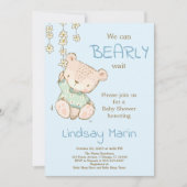 Waterverf Barly Wait Teddy Bear Garland Invitati Kaart (Voorkant)