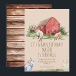 Waterverf Barn Animals Boerderij Birthday Kaart<br><div class="desc">Waterverf Boerderij Birthday Invitation</div>
