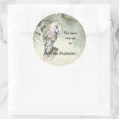 Waterverf Barn Owl Bird art Custom Bookplate Ronde Sticker (Tas)