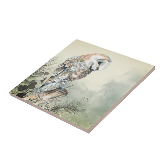 Waterverf Barn Owl Bird Art Tile Tegeltje (Zijkant)