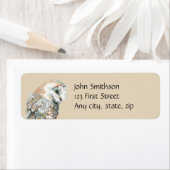 Waterverf Barn Owl Bird Custom Natuur Address Etiket (Insitu)