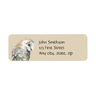 Waterverf Barn Owl Bird Custom Natuur Address Etiket